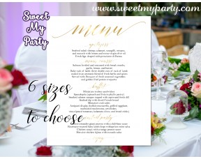 Gold Wedding Menu, Gold restaurant menu, (27w)